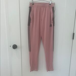 Adidas men’s Pink Joggers with Black Stripes